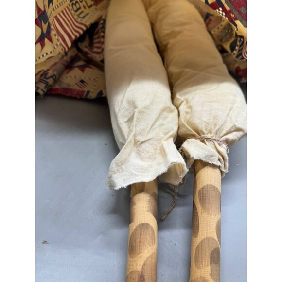 large Handcrafted Giraffe Doll Patriotic Dress & Lace Accents wood brown READ - Picture 11 of 12